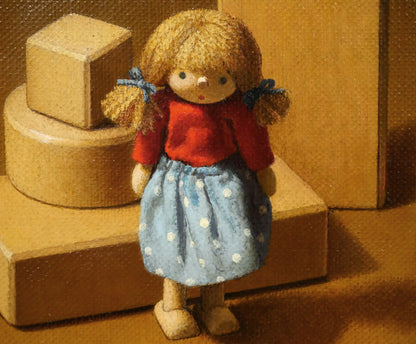 余村展「積木（2）」油絵・F3号　拡大画像7