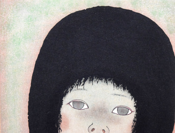 米倉斉加年「少女像」木版画　拡大画像1