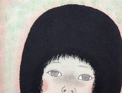 米倉斉加年「少女像」木版画　拡大画像1