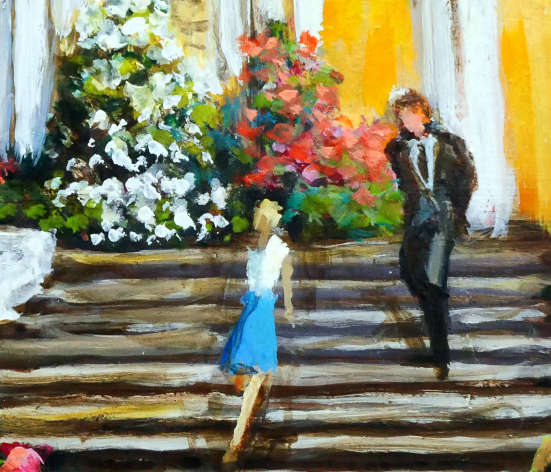 吉本哲「ローマにて・スペイン広場」油絵・SM　拡大画像4