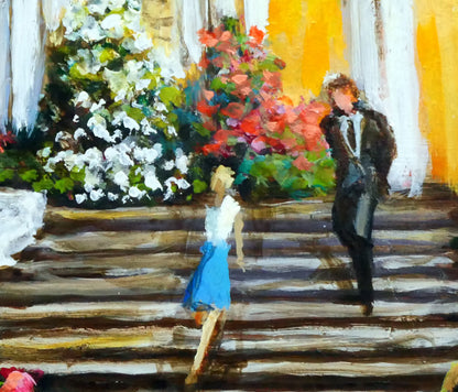 吉本哲「ローマにて・スペイン広場」油絵・SM　拡大画像4