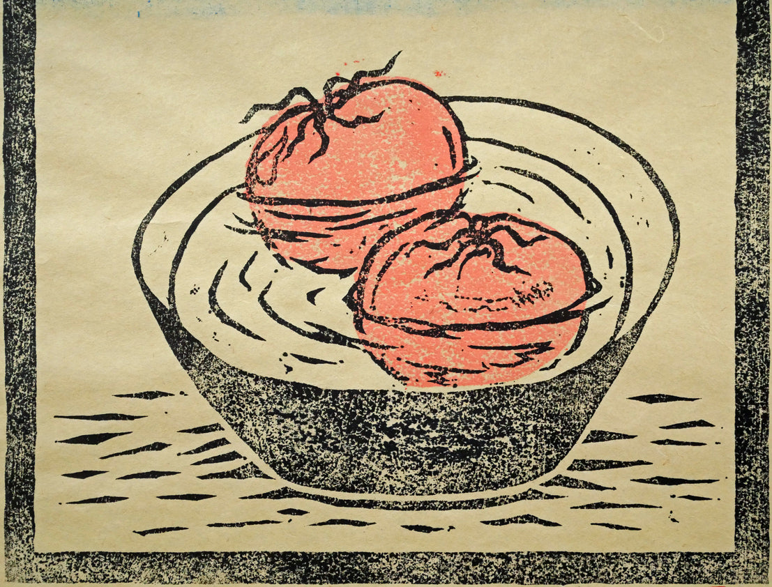 吉沢由美子「冷やしトマト」木版画　拡大画像3