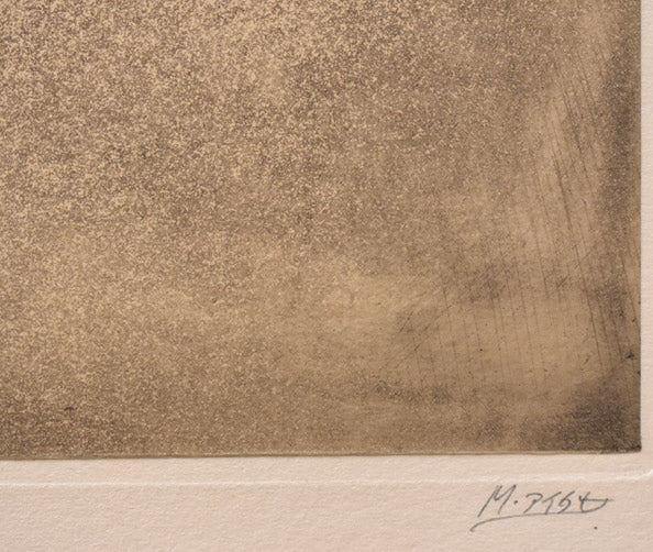 相笠昌義「夏の女」銅版画　本人直筆鉛筆サイン部分