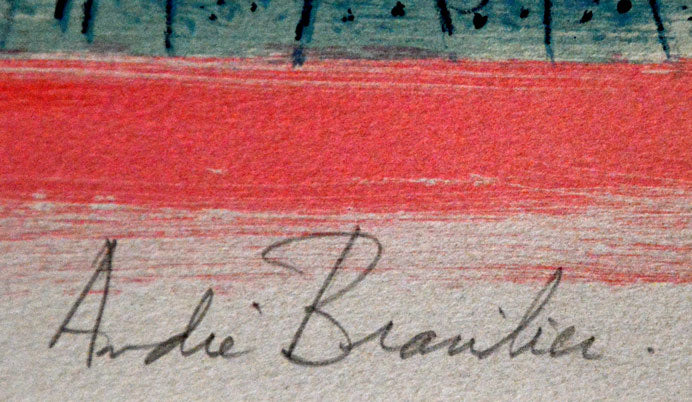 アンドレ・ブラジリエ「日の出の乗馬」リトグラフ　鉛筆サイン部分