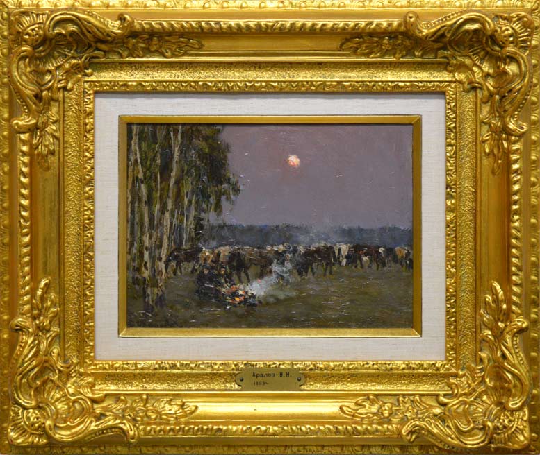 アラロフ「夜のパストウール」油絵・3号・月光荘
