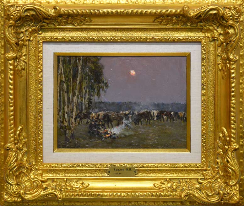 ウラジミール　ニコライエヴィッチ　アラロフ（Vladimir　Nikolaevitch　ARALOV）「夜のパストウール」油絵・変形3号