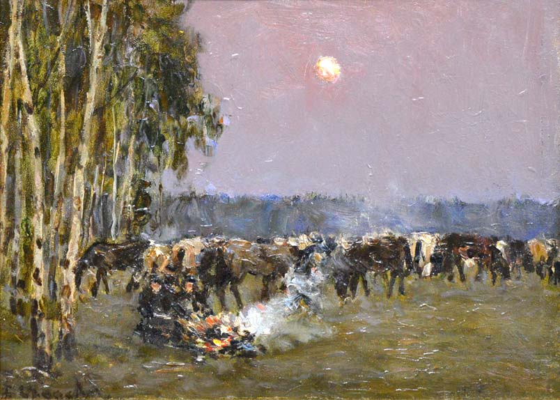 ウラジミール　ニコライエヴィッチ　アラロフ（Vladimir　Nikolaevitch　ARALOV）「夜のパストウール」油絵・変形3号　作品全体画像