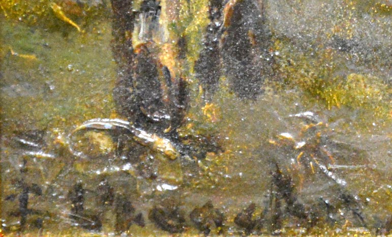 ウラジミール　ニコライエヴィッチ　アラロフ（Vladimir　Nikolaevitch　ARALOV）「夜のパストウール」油絵・変形3号　サイン拡大画像