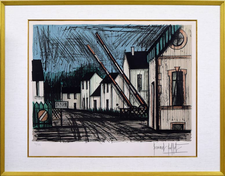 ベルナール・ビュッフェ（Bernard　BUFFET）「踏切」リトグラフ