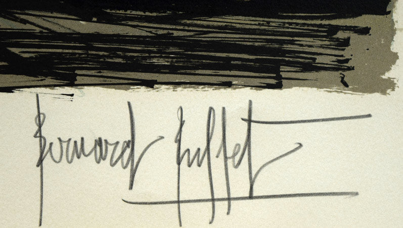 ベルナール・ビュッフェ（Bernard　BUFFET）「踏切」リトグラフ　本人直筆鉛筆サイン