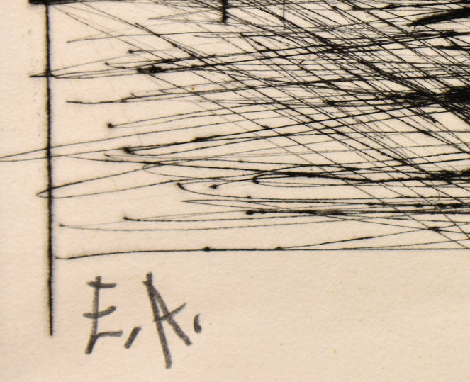 ベルナール・ビュッフェ「メル広場」ドライポイント（銅版画）　限定番号（E.A＝作家保存版）