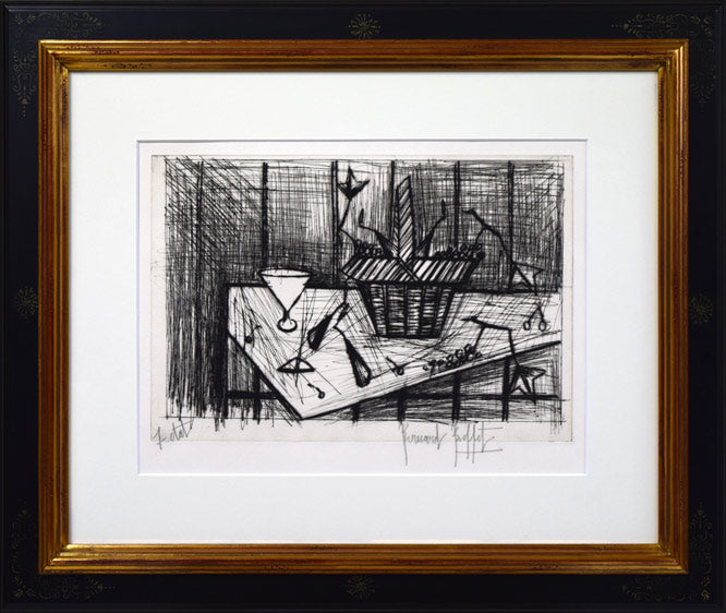 ベルナール　ビュッフェ（Bernard　BUFFET）「静物」ドライポイント（銅版画）