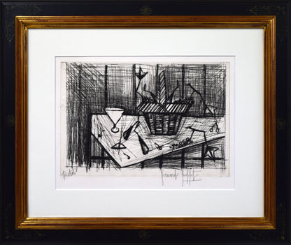 ベルナール　ビュッフェ（Bernard　BUFFET）「静物」ドライポイント（銅版画）