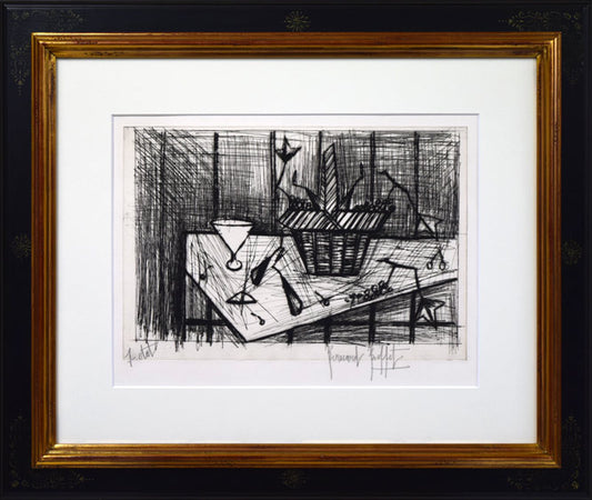 ベルナール　ビュッフェ（Bernard　BUFFET）「静物」ドライポイント（銅版画）