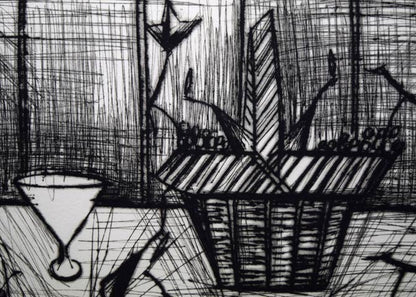 ベルナール　ビュッフェ（Bernard　BUFFET）「静物」ドライポイント（銅版画）　拡大画像1