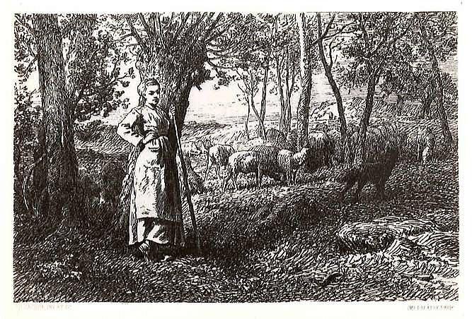 シャルル＝エミール・ジャック（Charles-Emile JACQUE）「羊飼い」エッチング　証明書2