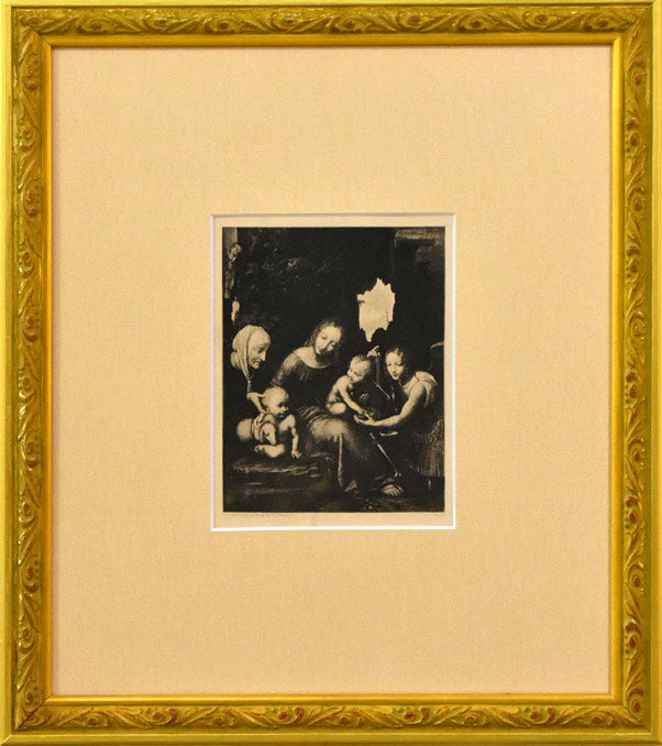 ダ・ヴィンチ「乙女と天秤」モノクロ銅版画