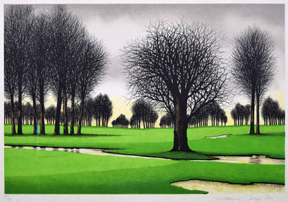 ジャック・デペルト(Jacques　DEPERTHES)「樫の木のあるグリーン」リトグラフ　作品全体画像