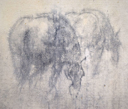 土井博詞「馬」水墨画（22.6×32.6）　拡大画像1