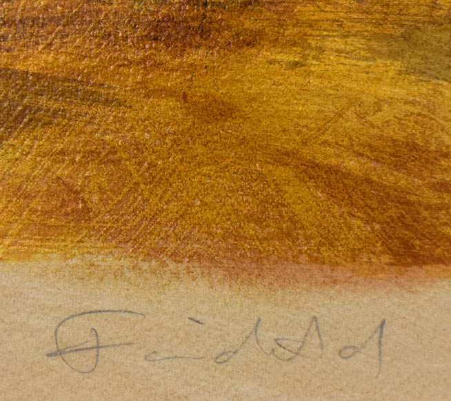ロイ・フェアチャイルド「ハーレクイン（Harlequin：道化師）」版画　本人直筆鉛筆サイン部分