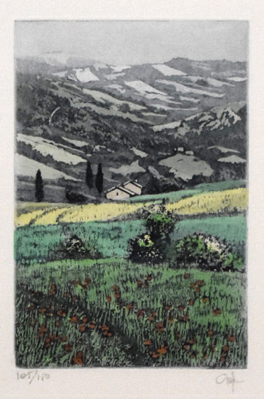 ジョルジオ　フェラーリ（Giorgio　Ferrari）「外国風景」銅版画　作品全体画像