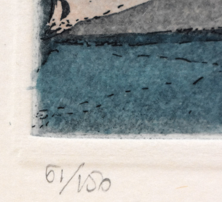ジョルジオ・フェラーリ「塔のある風景」銅版画　限定番号（ed，61/150）