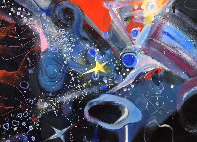 藤野千鶴子「宙（繭）」油絵・S50号　拡大画像3