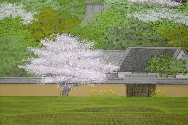 船橋穏行「斑鳩の春」日本画・P15号　拡大部分2
