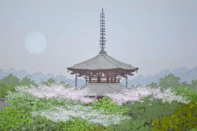 船橋穏行「斑鳩の春」日本画・P15号　拡大部分1