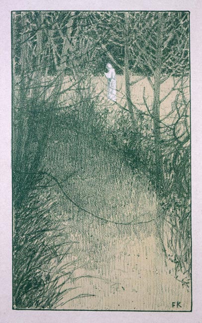 フリードリヒ・ケーニヒ「庭（春）」リトグラフ・1898年作　作品全体拡大画像