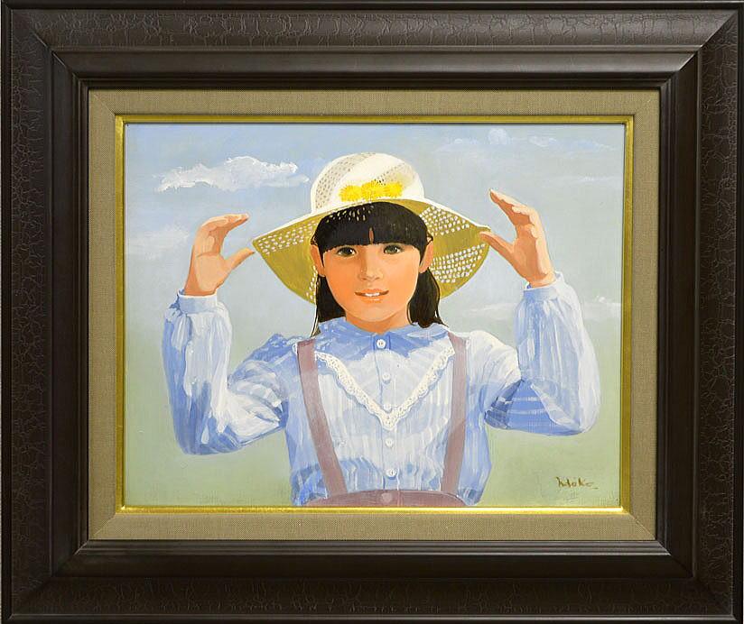 原　尚子「たんぽぽの帽子」油絵・F6号