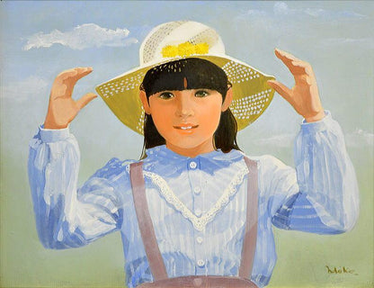 原　尚子「たんぽぽの帽子」油絵・F6号　拡大部分