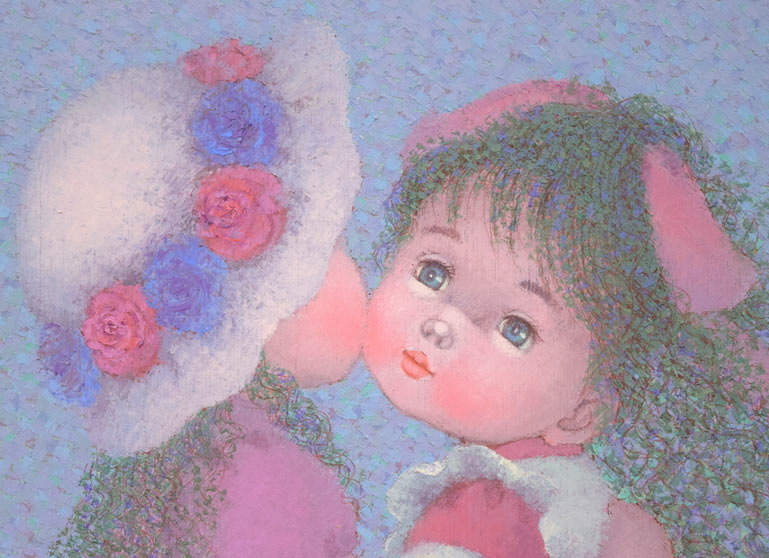 はしぐちみよこ（橋口美代子）「なかよしこよし」油絵・F10号　拡大画像1