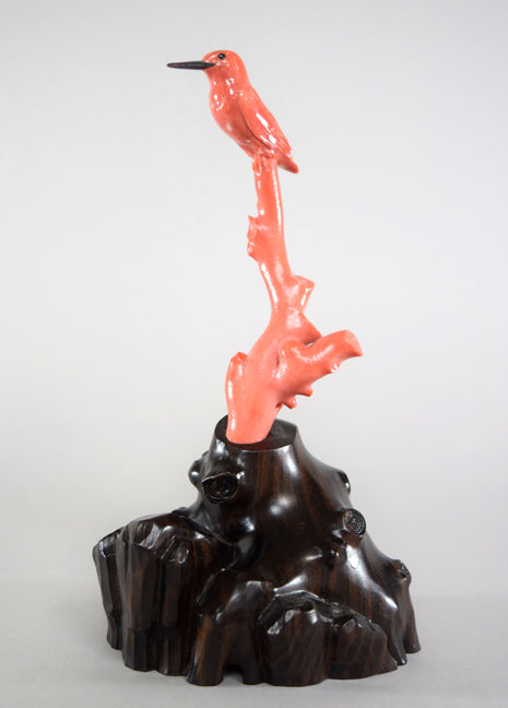 橋本秀光「かわせみ」本珊瑚彫刻