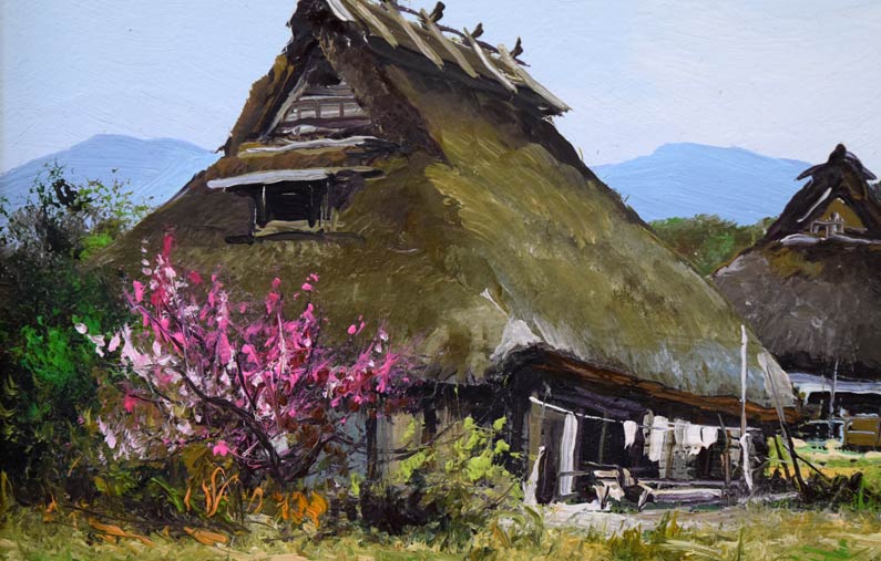 林喜市郎「丹波の春（兵庫）」油絵・SM　拡大部分1