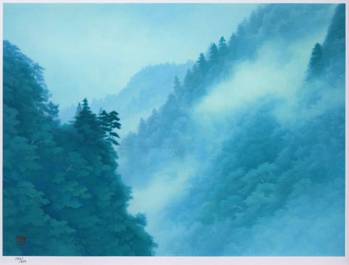 東山魁夷「雲湧く山峡」リトグラフ　作品全体拡大画像