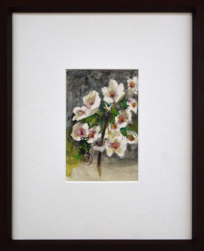 平沢貞通（光彩サイン・獄中）「桜」肉筆彩色画