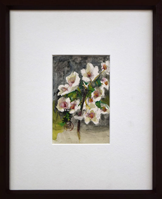 平沢貞通（光彩サイン・獄中）「桜」肉筆彩色画