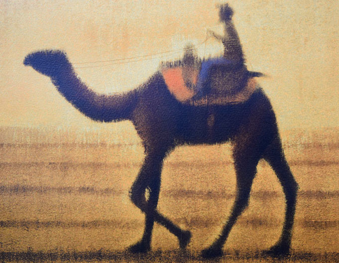 月明砂漠行く」＆「朝陽駱駝行く」二点セット 絵画買取・販売の小竹美術