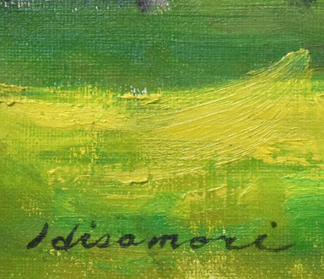 久守昭嘉（昭義）「サイロの見える風景（北海道）」油絵・F8号　サイン拡大画像