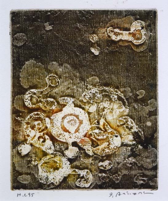 一原有徳「無題（茶）」銅版画・1995年作　作品全体画像