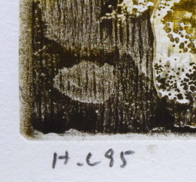 一原有徳「無題（茶）」銅版画・1995年作　限定番号（H.C＝作家保存版）、年記（1995年作）