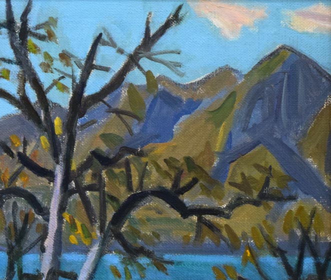 一木万寿三「支笏湖（樽前山）」油絵・F4号　拡大画像3