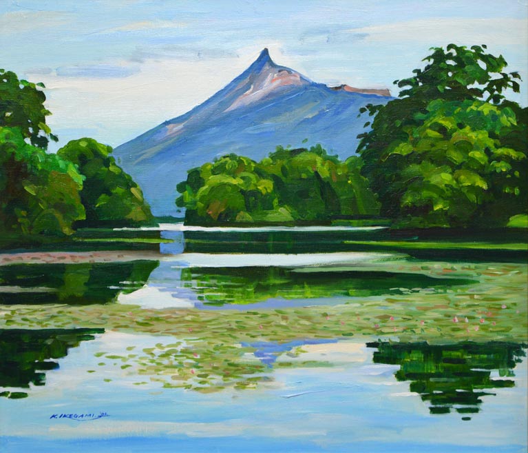 池上啓一「駒ヶ岳盛夏（函館）」油絵・F10号　作品全体画像