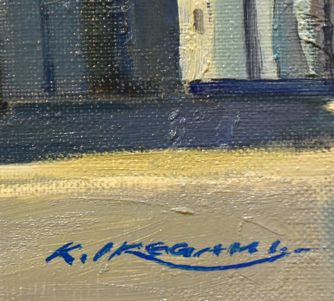 池上啓一「シャルトル大聖堂（フランス）」油絵・F10号　サイン拡大画像