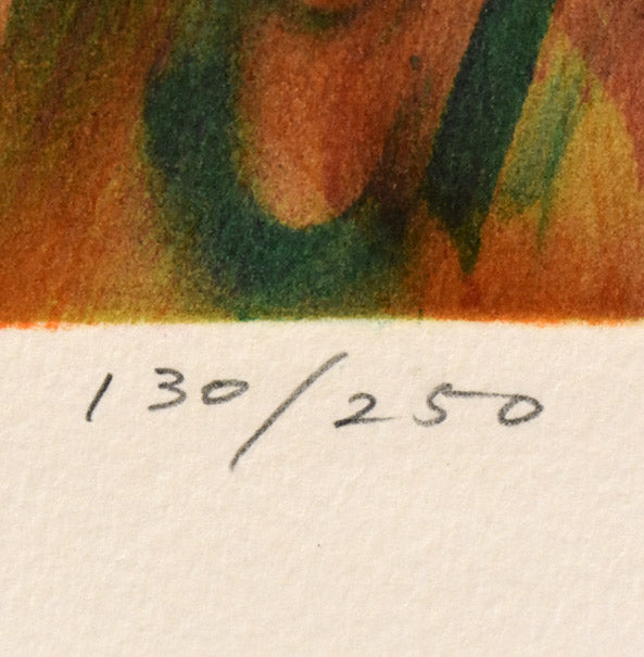 今井幸子「花束と女性」リトグラフ　限定番号部分（ed，130/250）