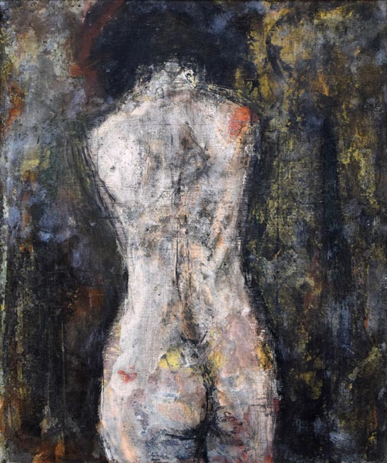 伊藤ゴオショ「裸婦（縦）」フレスコ画・F8号　作品全体拡大画像