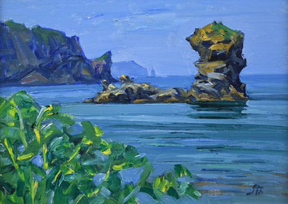 伊藤正「美国風景（積丹）」油絵・F4号　作品全体画像