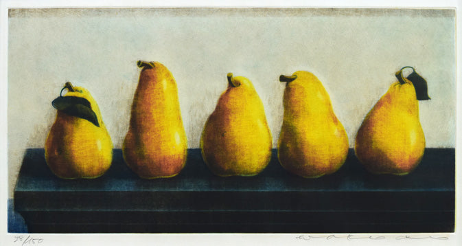 伊藤倭子「5つの梨」銅版画　作品全体拡大画像