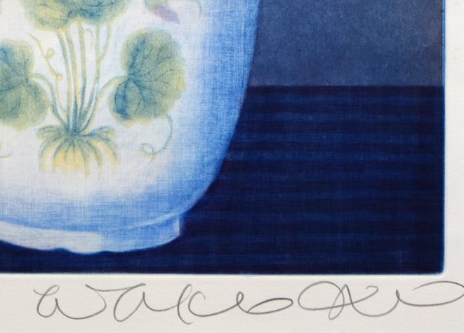 伊藤倭子「バラ」銅版画　本人直筆鉛筆サイン拡大画像